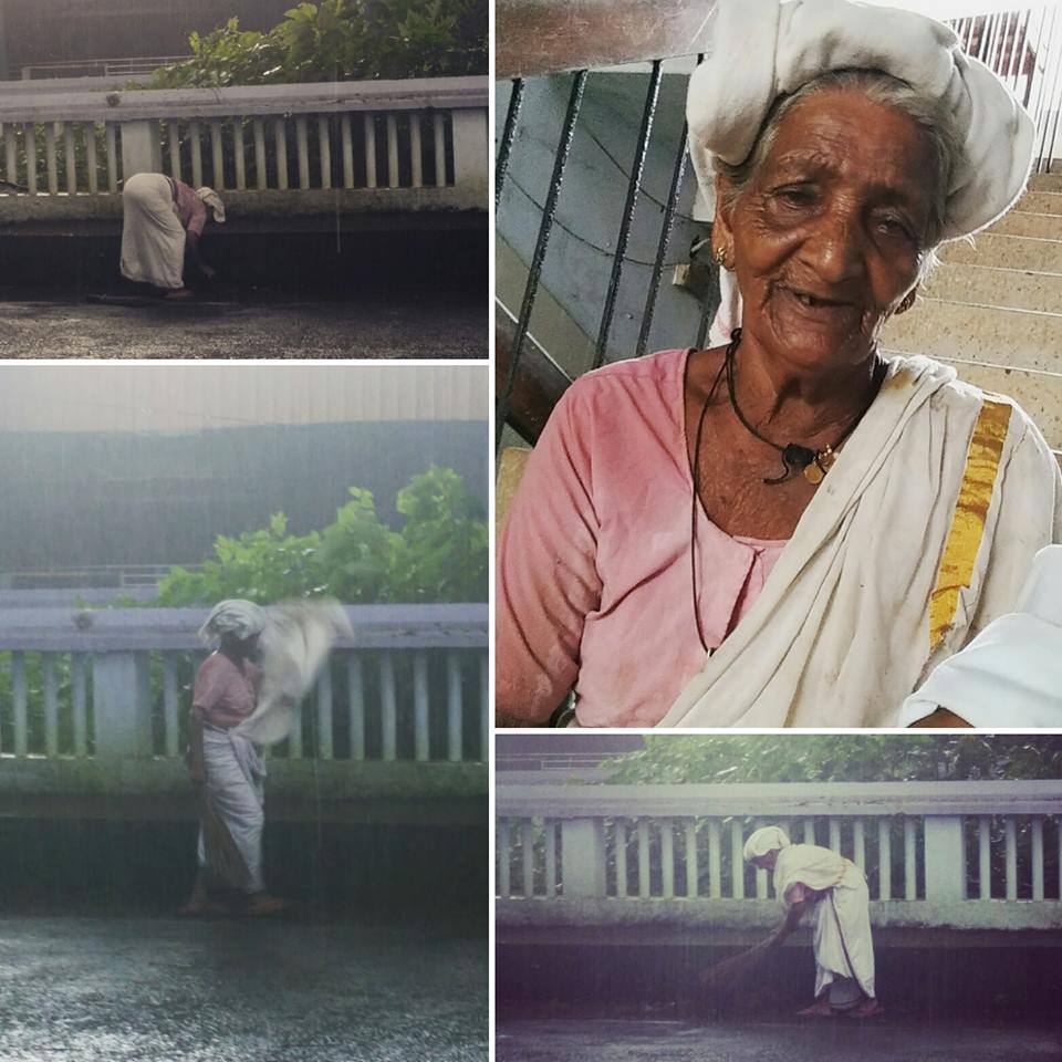 This is how it all began. Saw her working in the rain one evening. Took her to shelter, asked her why . Got to know her story,which was quite sad. Tried taking up the issue with university officials and Municipal authorities. Nothing had a positive response. Also found later that her house got burned down a month ago and was homeless. Decided to build her a home atleast with what we had.